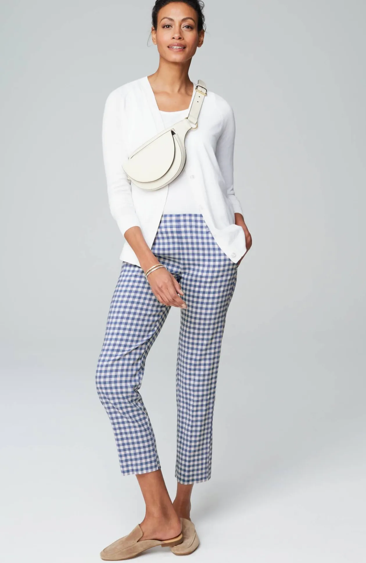 Pintucked Linen-Stretch Slim-Leg Pants