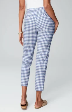 Pintucked Linen-Stretch Slim-Leg Pants