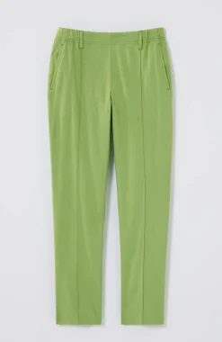 Pintucked Linen-Stretch Slim-Leg Pants