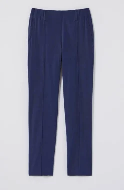 Pintucked Linen-Stretch Slim-Leg Pants