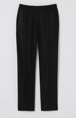 Pintucked Linen-Stretch Slim-Leg Pants
