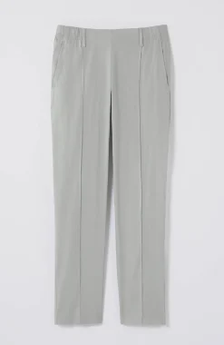 Pintucked Linen-Stretch Slim-Leg Pants