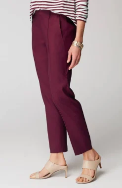 Pintucked Linen-Stretch Slim-Leg Pants