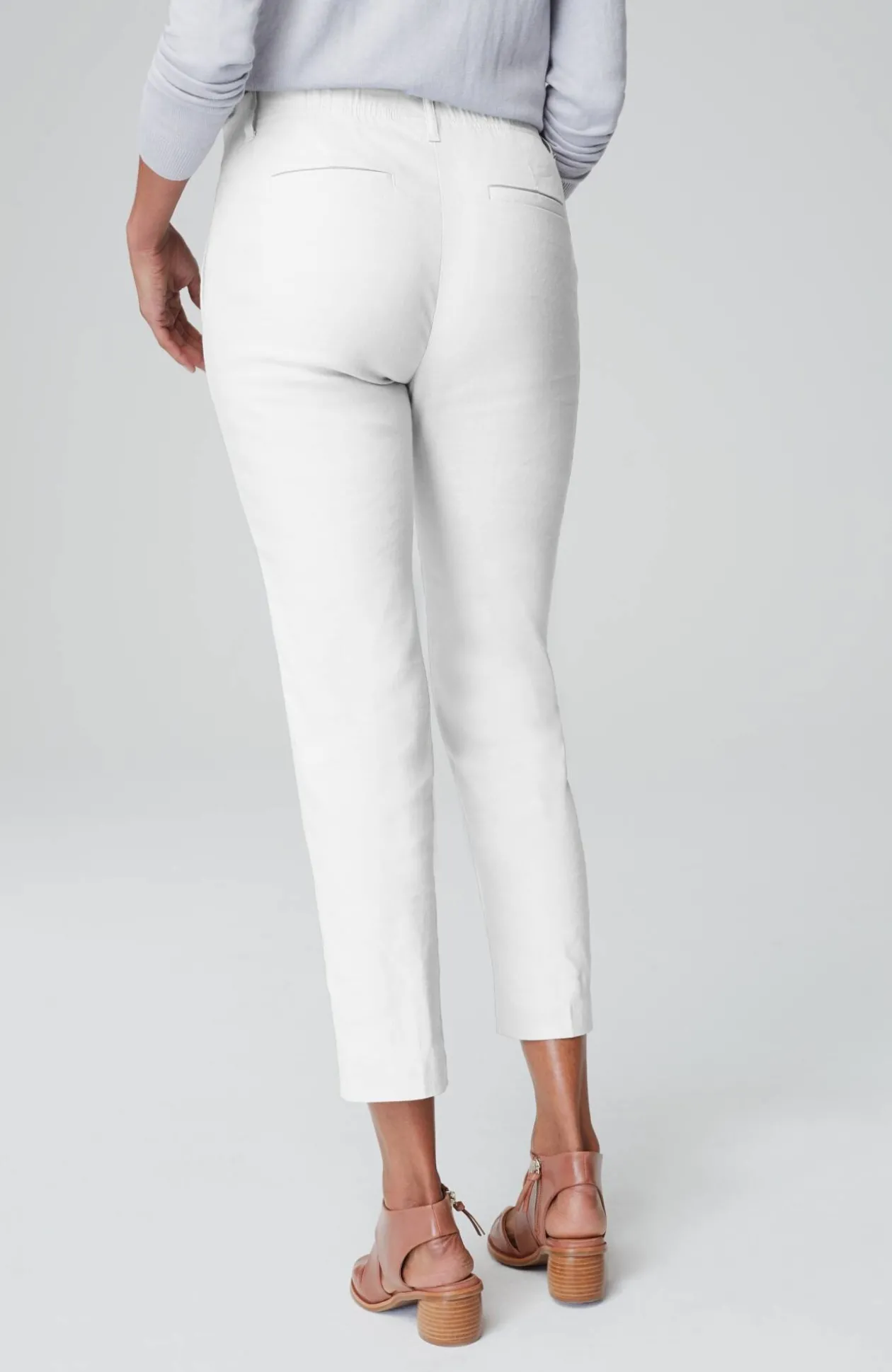 Pintucked Linen-Stretch Slim-Leg Pants