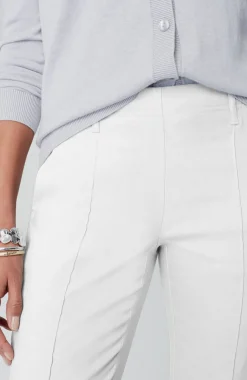 Pintucked Linen-Stretch Slim-Leg Pants
