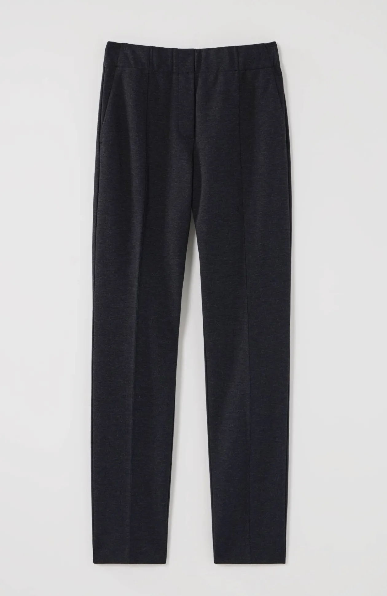 Pintucked Ponte Slim-Leg Pants