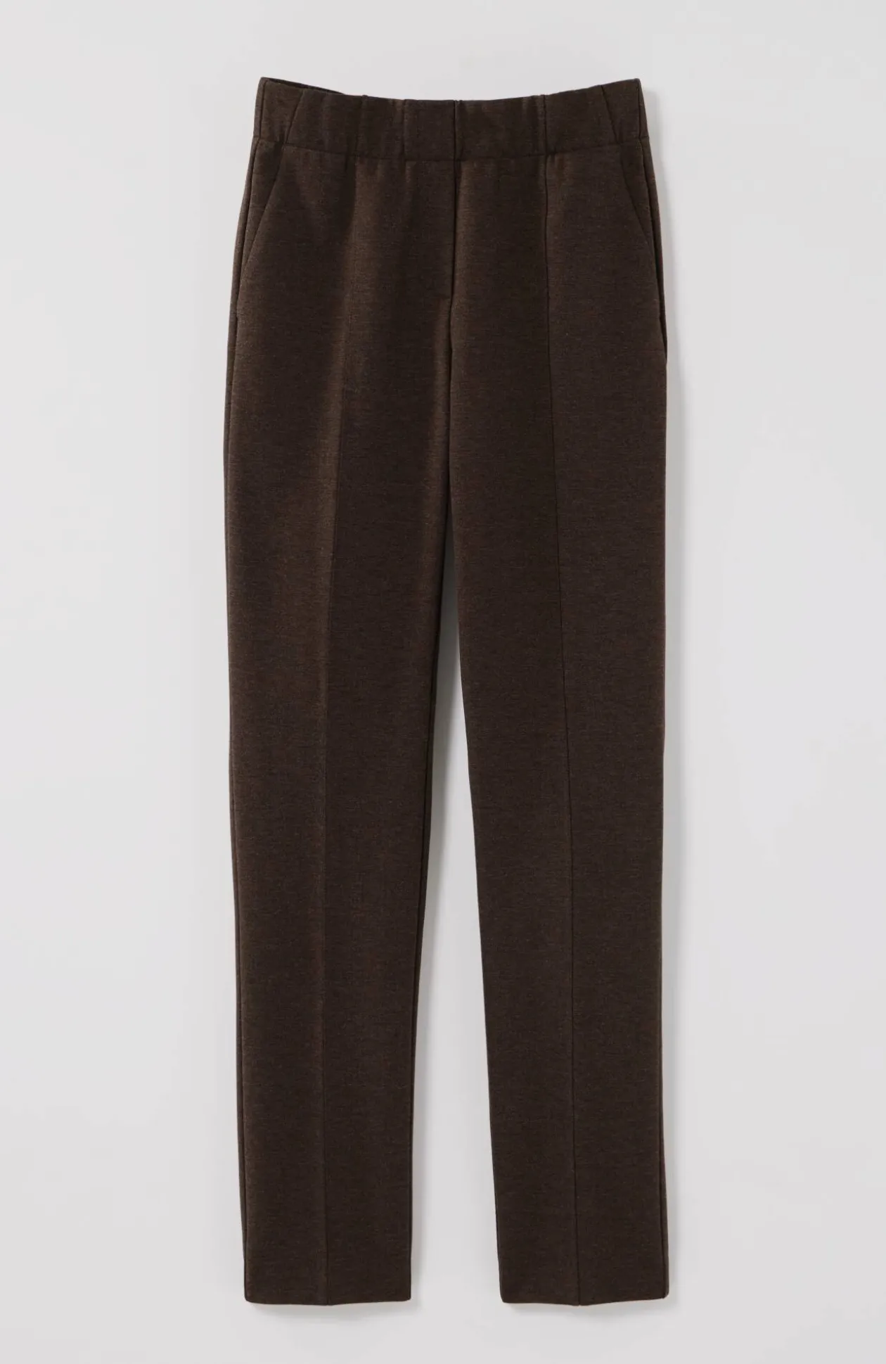 Pintucked Ponte Slim-Leg Pants