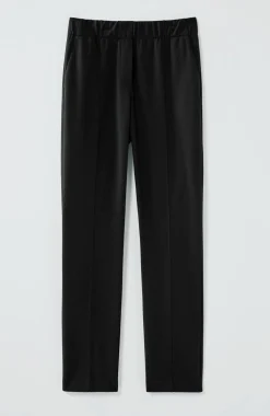 Pintucked Ponte Slim-Leg Pants