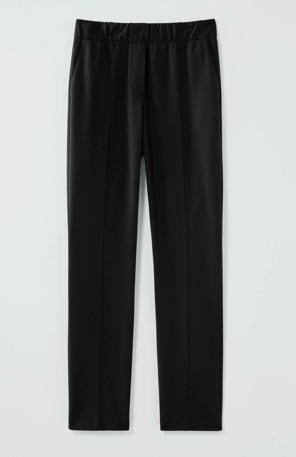 Pintucked Ponte Slim-Leg Pants