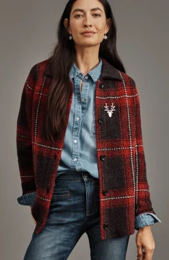 Plaid Button-Front Sweater
