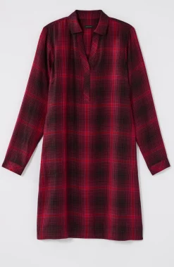 Plaid Split-Neck Dress