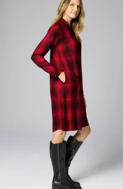 Plaid Split-Neck Dress