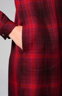 Plaid Split-Neck Dress