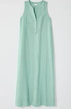 Pleated Linen Maxi Dress