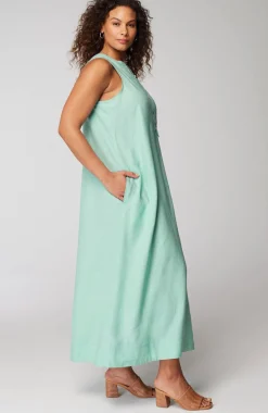 Pleated Linen Maxi Dress