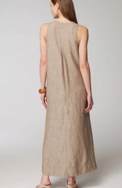 Pleated Linen Maxi Dress