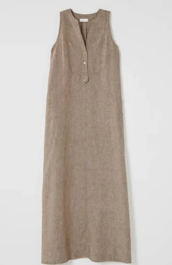 Pleated Linen Maxi Dress