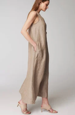 Pleated Linen Maxi Dress