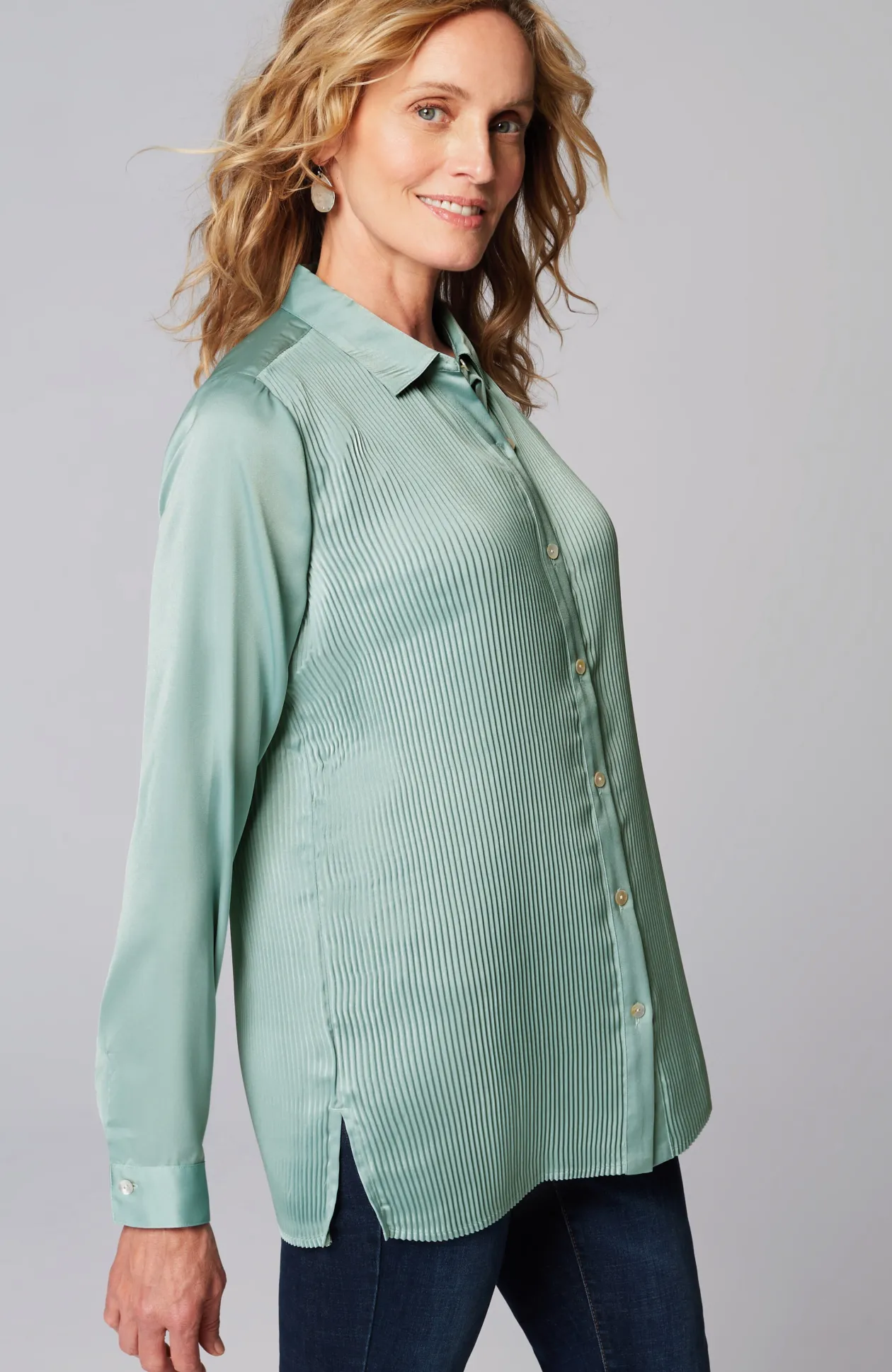 Pleated Satin Shirt