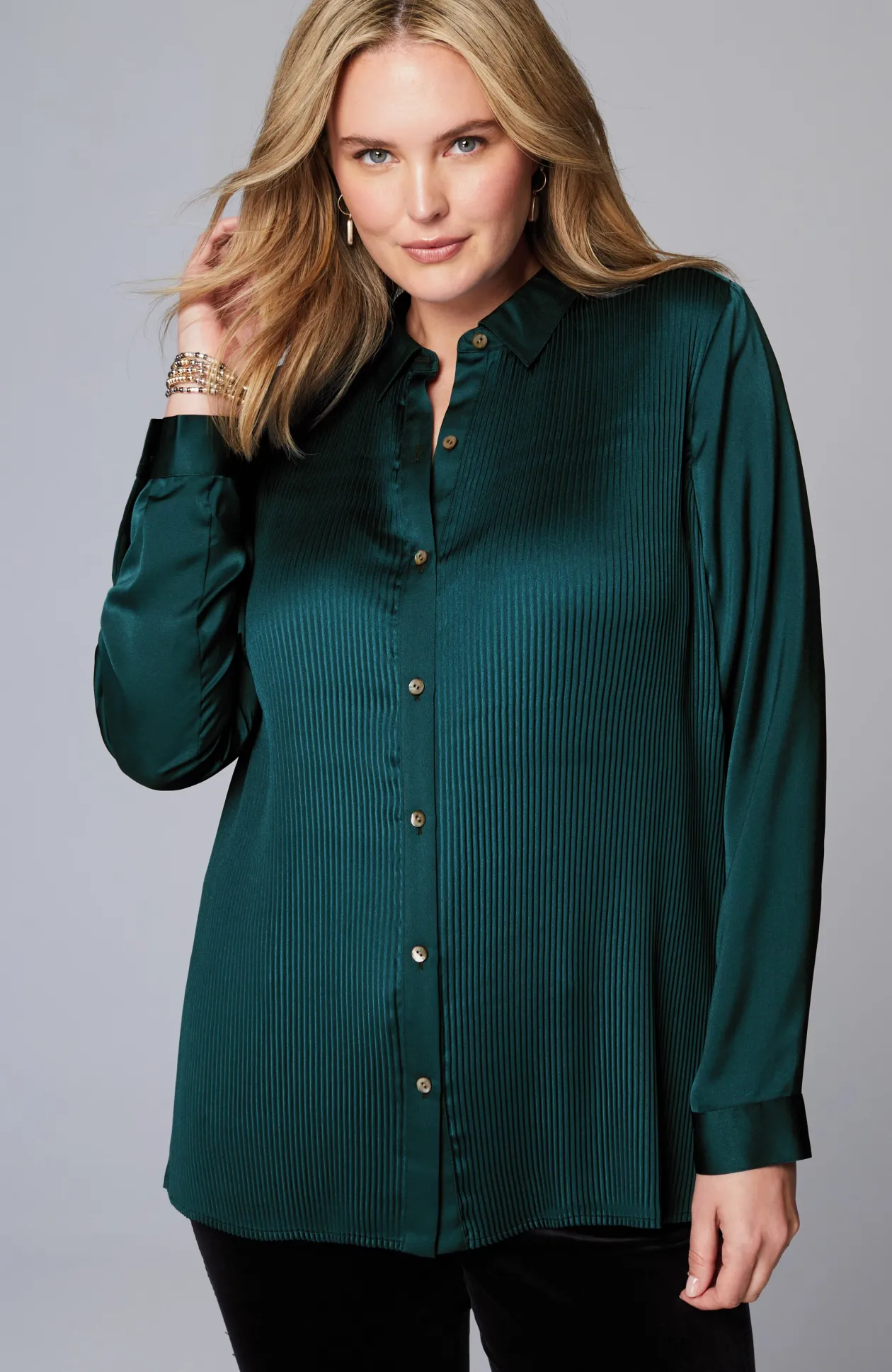 Pleated Satin Shirt