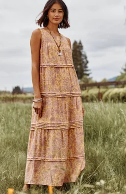 Pleated-Tiers Maxi Dress