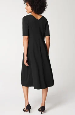Ponte Double-V-Neck Seamed Dress