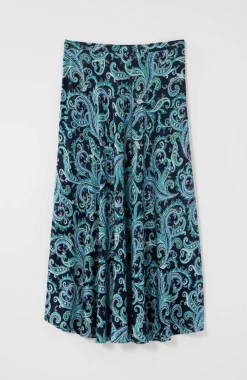 Printed A-Line Midi Skirt