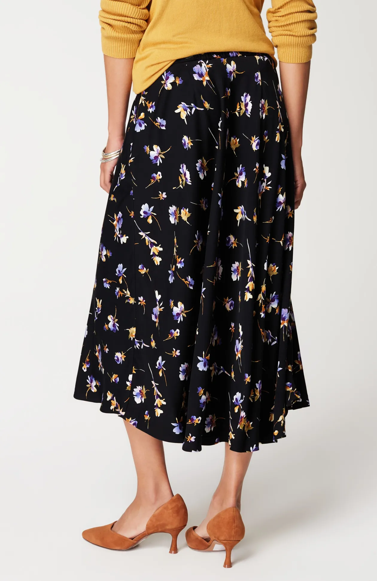 Printed A-Line Midi Skirt