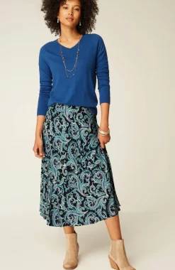 Printed A-Line Midi Skirt
