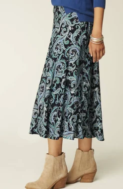 Printed A-Line Midi Skirt