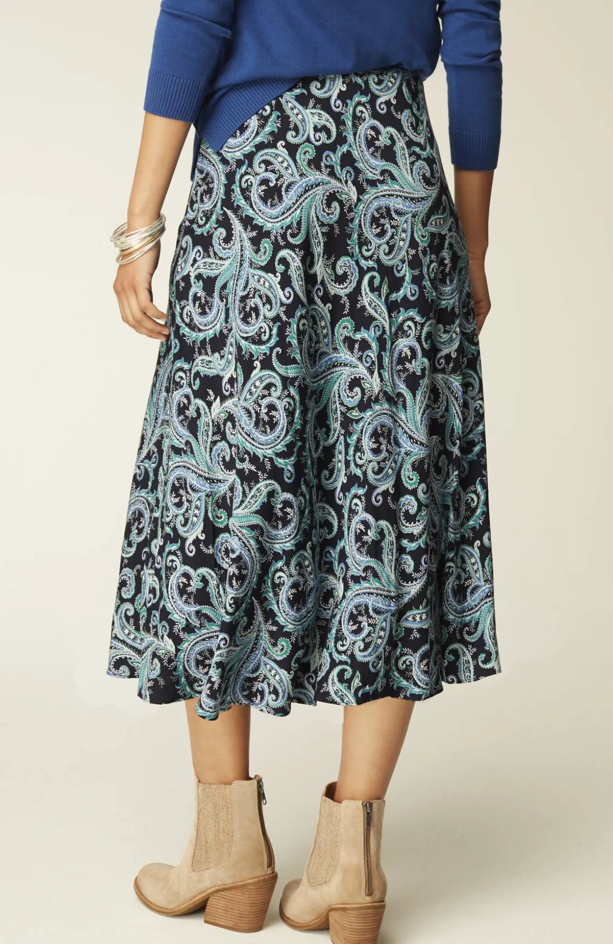 Printed A-Line Midi Skirt