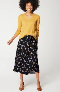 Printed A-Line Midi Skirt