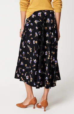 Printed A-Line Midi Skirt