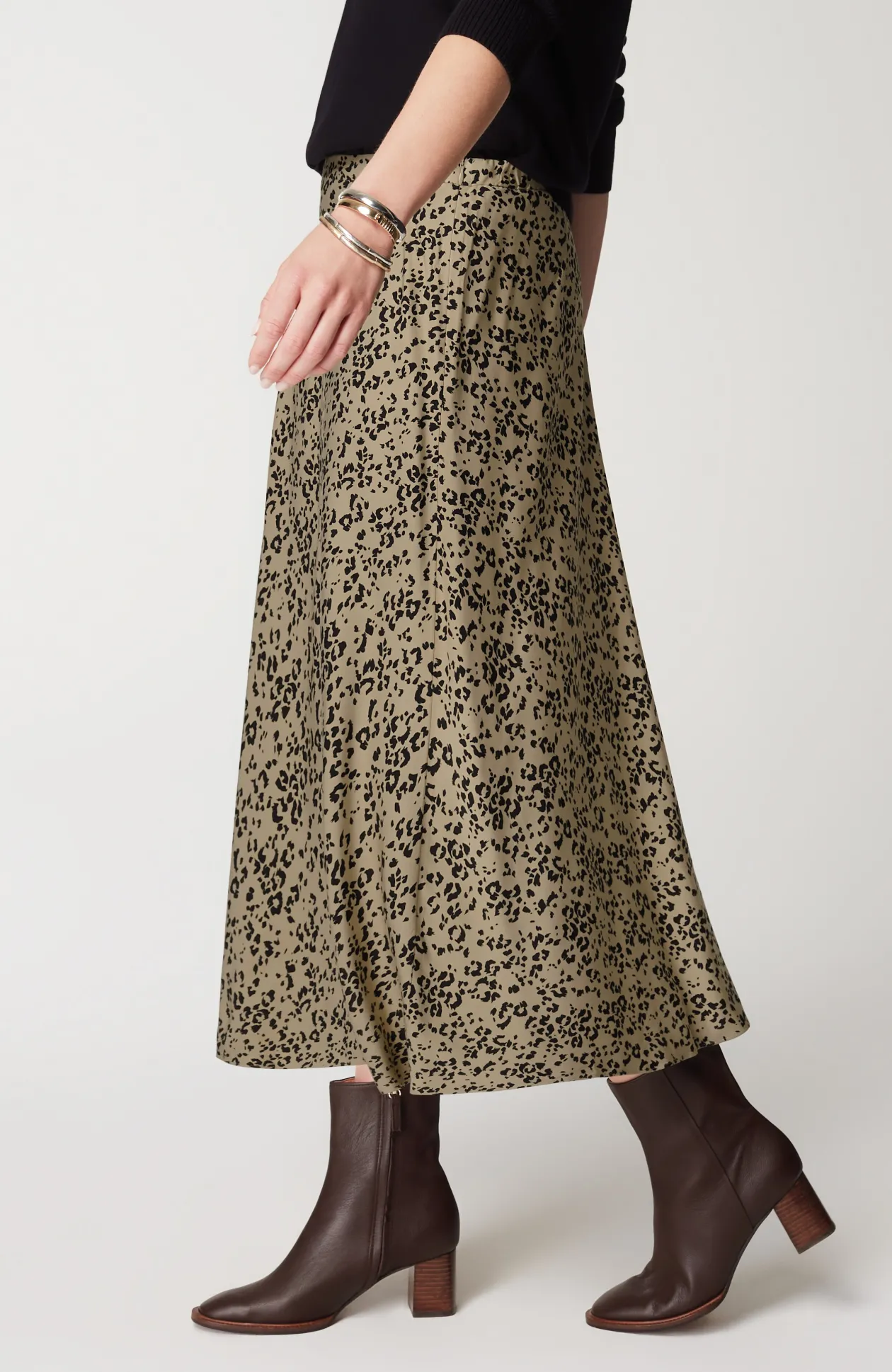 Printed A-Line Midi Skirt