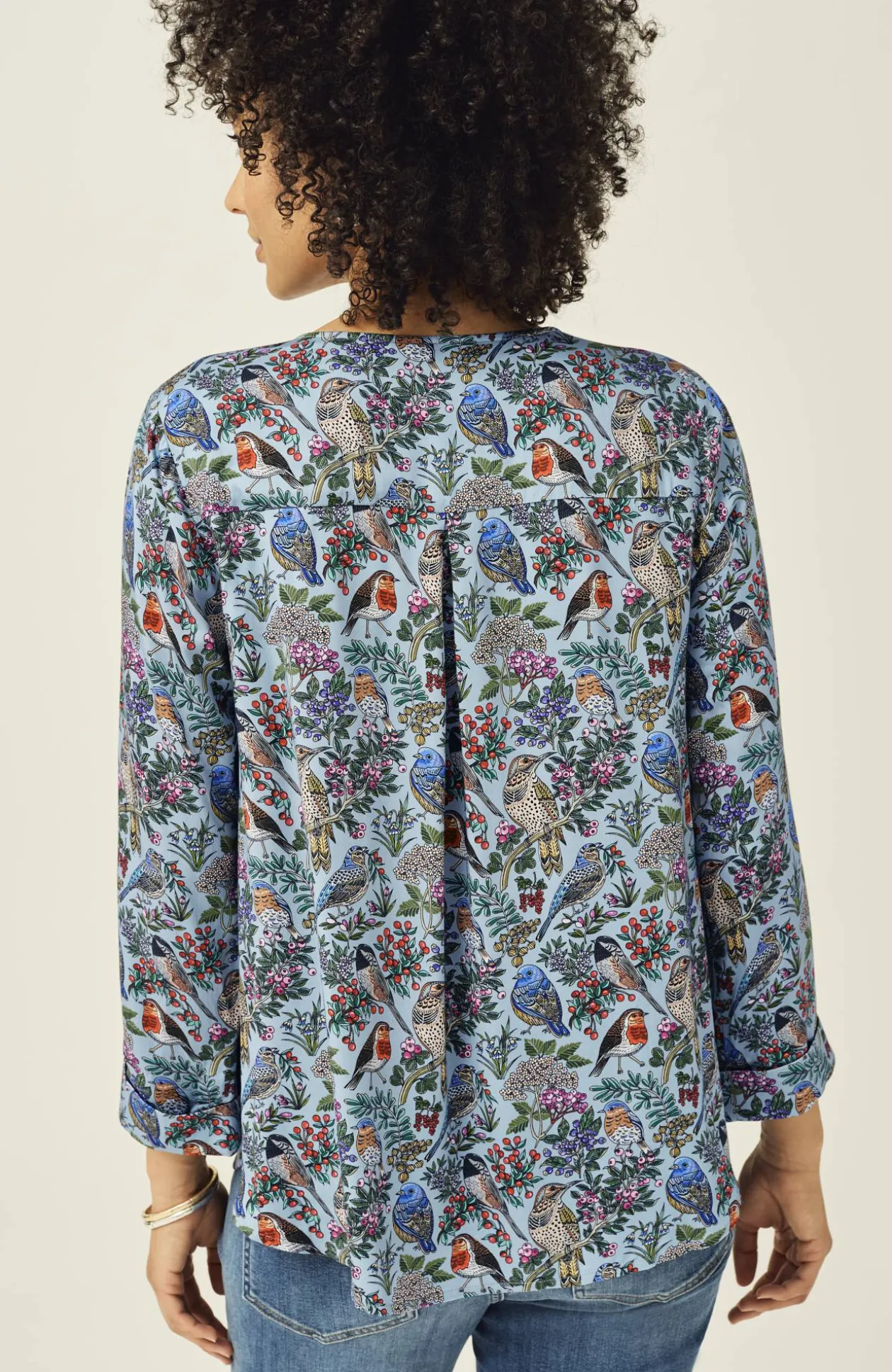Printed Satin V-Neck Popover
