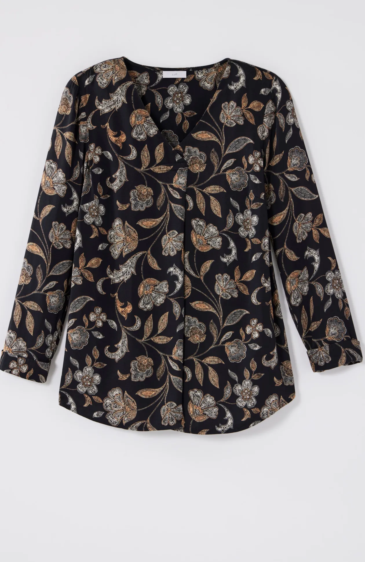 Printed Satin V-Neck Popover