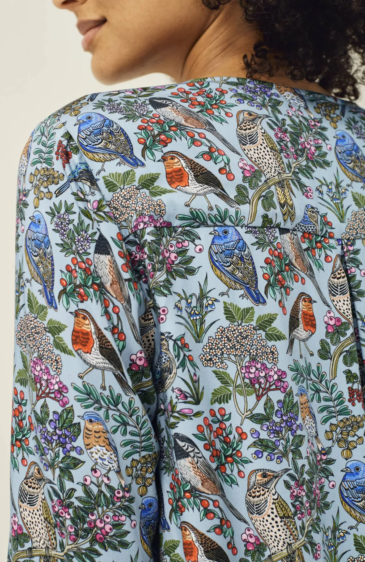 Printed Satin V-Neck Popover