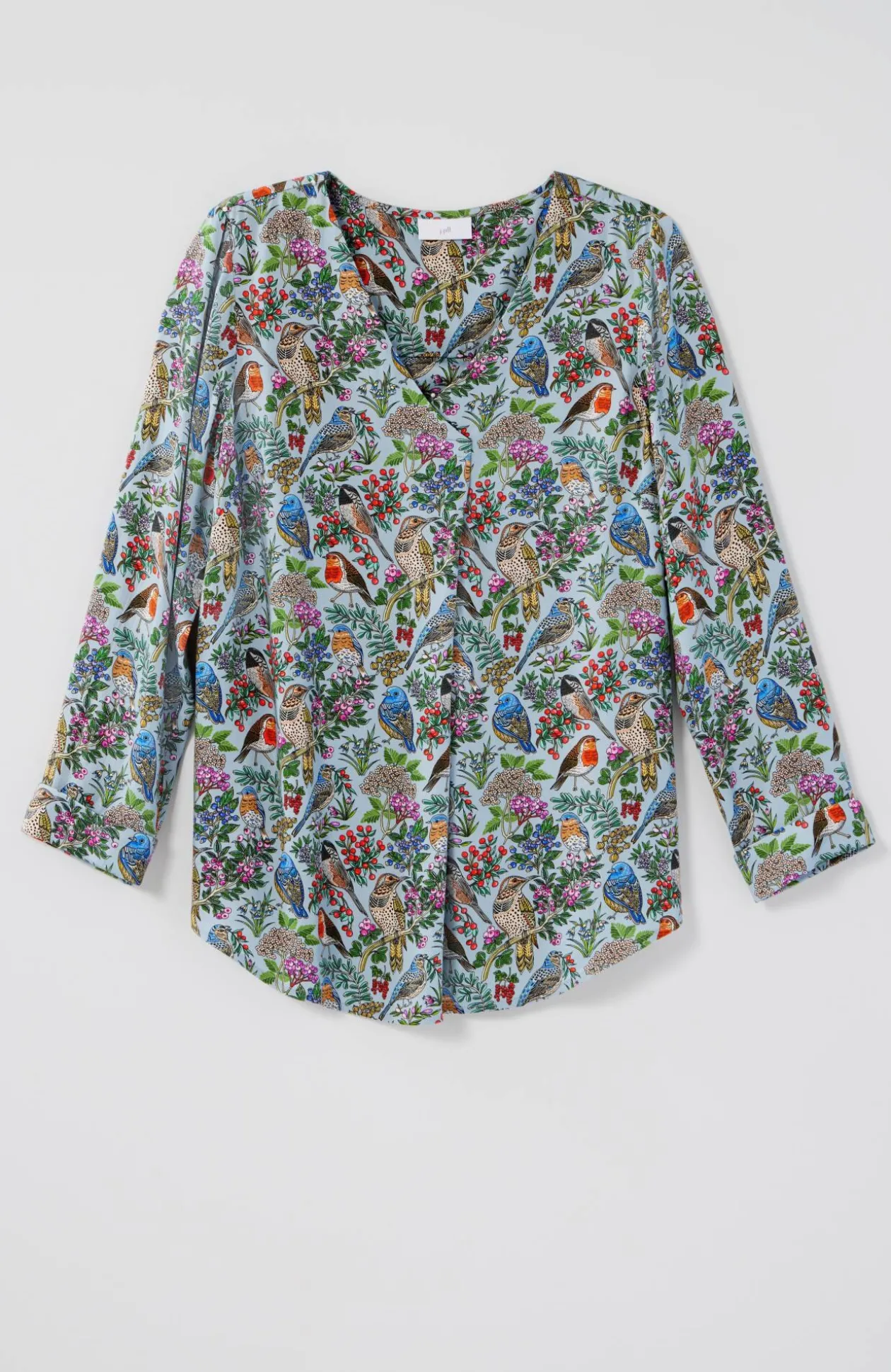 Printed Satin V-Neck Popover