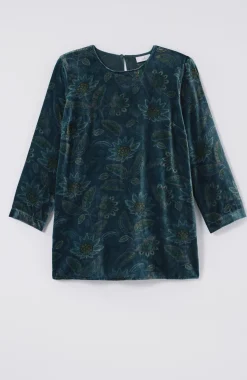 Printed-Velvet Top