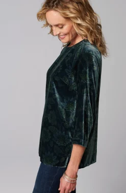 Printed-Velvet Top