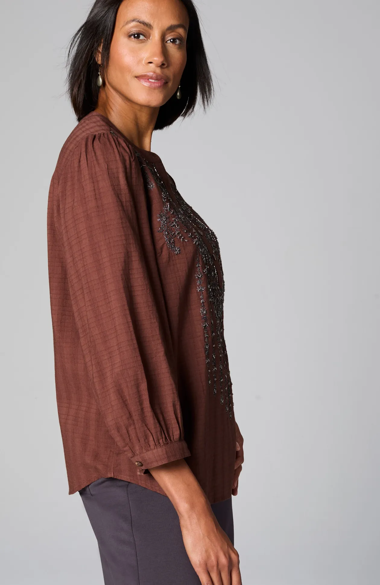Pure Jill Beaded & Embroidered Top
