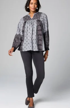 Pure Jill Block-Printed Paisley Top