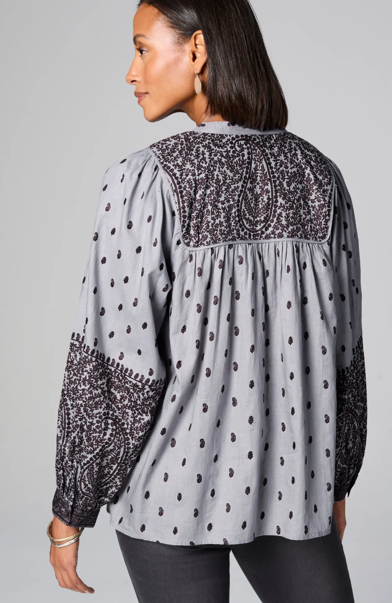 Pure Jill Block-Printed Paisley Top