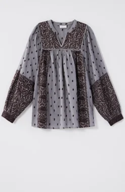 Pure Jill Block-Printed Paisley Top