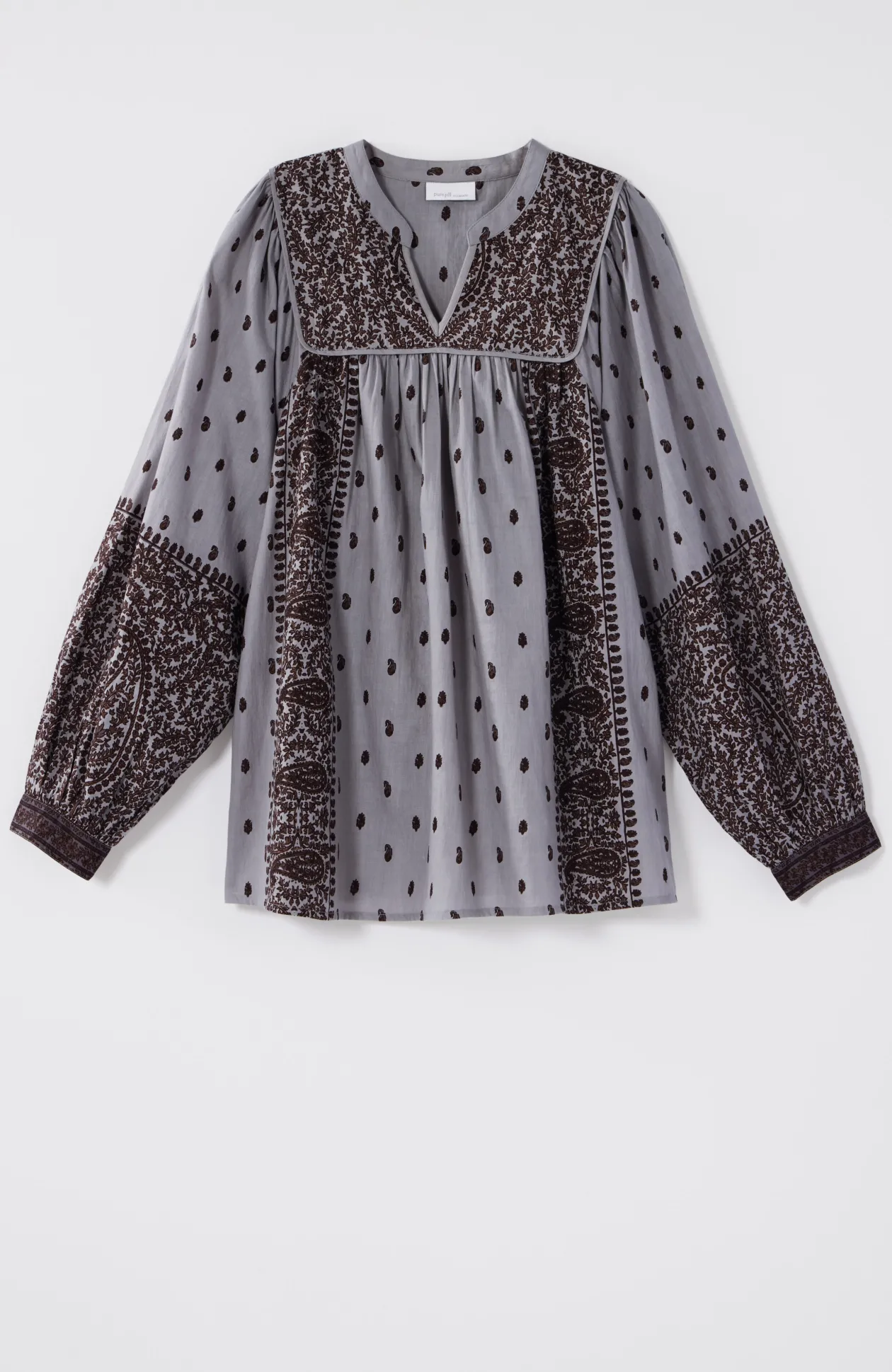 Pure Jill Block-Printed Paisley Top