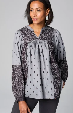 Pure Jill Block-Printed Paisley Top