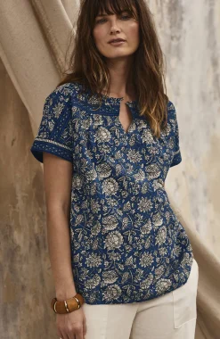 Pure Jill Block-Printed Voile Top