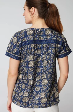 Pure Jill Block-Printed Voile Top
