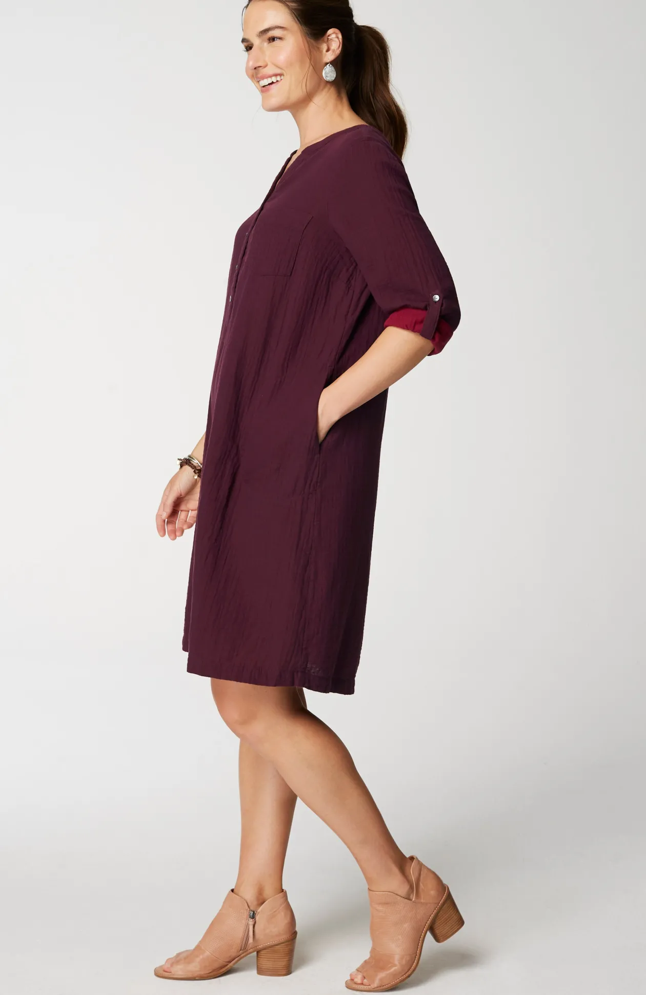 Pure Jill Color-Block Double-Cloth Dress