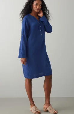 Pure Jill Color-Block Double-Cloth Dress